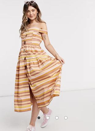 Яркое платье -сарафан миди asos design с декоративными пуговицами