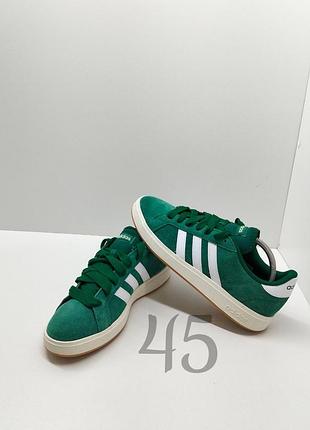 Чоловічі кеди adidas grand court alpha зелено-білі замшеві
