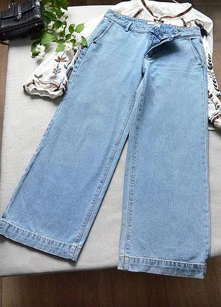 Блакитні широкі джинси труби denim pimkie, завищена посадка, потертості на кантах розмір s-m. (чудово на бедра 92-104 см) блакитніші