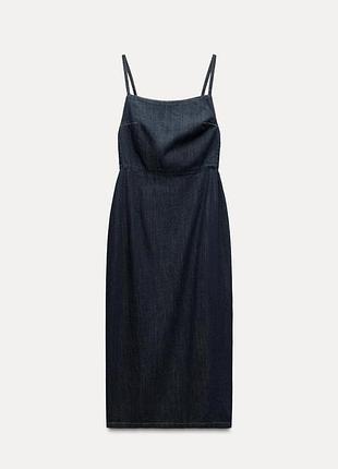 Сарафан сукня на брителях міді тонкий денім джинс zara