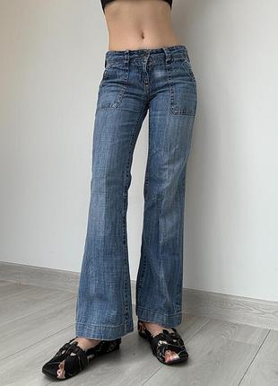 Джинсы 36 s tommy hilfiger vintage y2k винтаж голубые синие низкая средняя талия посадка клеш flared bootcut 2000ые