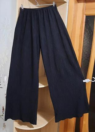 Брюки палаццо пліссе zara р. m-l-xl широки штани вайд лег