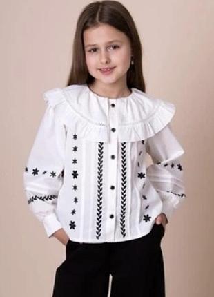 Блуза для дівчинки mevis, біла з вишивкою, розмір 116
