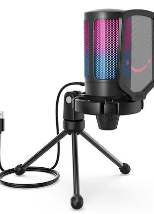 Микрофон конденсаторный fifine ampligame a6v usb с rgb-подсветкой черный/black