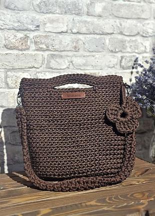 Сумка женская городская вязаная  шоколад hand made