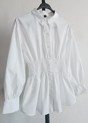 Біла сорочка з еластичною талією, h&m, m