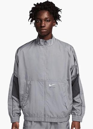Куртка вітрівка nike air mens woven track jacket grey fn7687-065(оригінал)