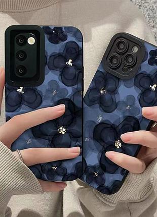 Стильний матовий чохол «dark blossom» із захистом камери для iphone 14 pro