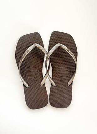Жіночі вʼєтнамки havaianas square (темно-коричневі) | оригінал 35/36 розмір, 23 см