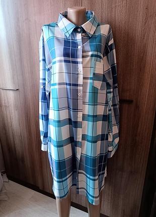 Платье-рубашка женская в клетку shein pp 4xl-5xl полиэстер