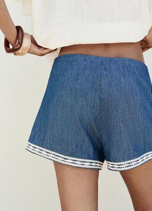 Брендовые летние шорты коттон zara с вышивкой 3