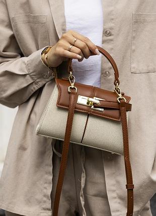 Женская сумка 09 pei elise top handle bag бежевая