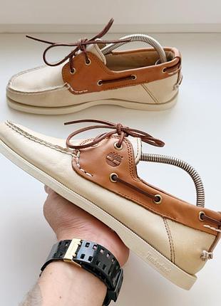 Мужские кожаные топсайдеры, мокасины timberland