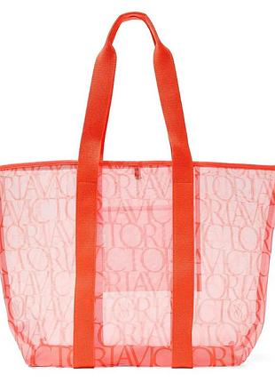 Пляжна сумка-шопер vs mesh carryall, сітчаста коралова