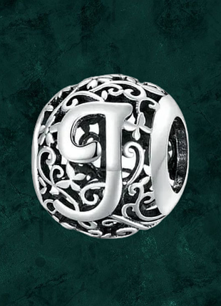 Серебряная бусина шарм "литера j "