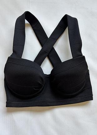 Базовый кроп топ бандажный с пушапом river island xs-s