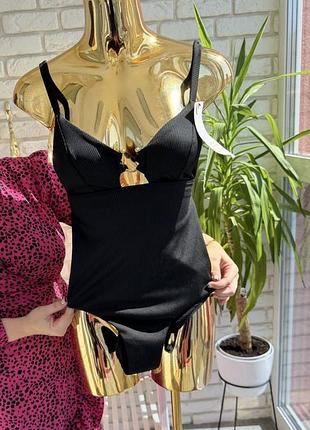 👙купальник👙 xs 34 суцільний hunkemoller eleyna rub ring black рубчік