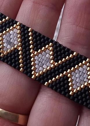 Авторский браслет из японского бисера miyuki delica "noir diamond" 🖤✨