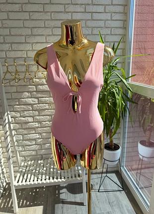 👙купальник👙  м 38 суцільний 🔥нюанс рубчік hunkemoller texture tie front