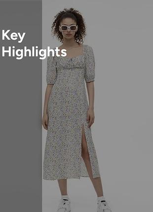 H&amp;m 🤍 платье миди цветочное принт платье с разрезом 3
