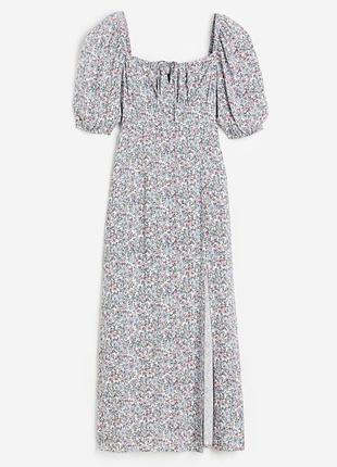 H&m 🤍 сукня міді квітковий принт плаття з розрізом