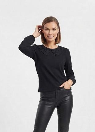Черная кофта с ажурным воротником dorothy perkins tall, размер uk 8 (s)