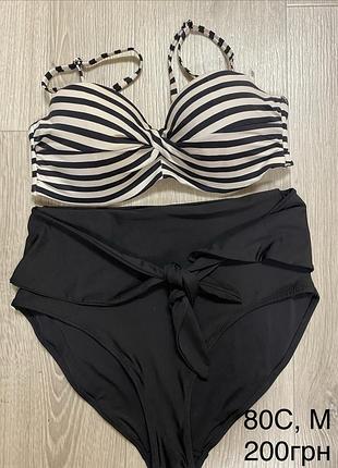 Роздільний купальник бандо з чашкою і високими трусиками h&m, 80c.