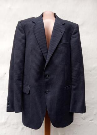 Стильный темно синий шерстяной пиджак в полоску  англия .2 фото