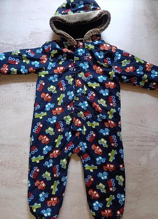 Демисезонный комбинезон с машинками baby m&amp;co, р. 86-92 (18-24 мес)