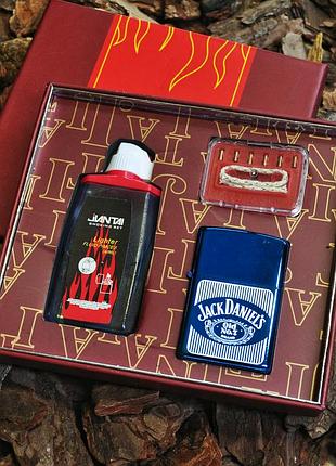 Бензинова подарункова запальничка jack daniels синього кольору
