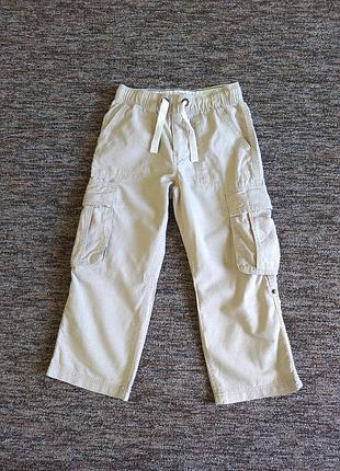 Коттоново-льняные брюки h&amp;m 4-5 лет