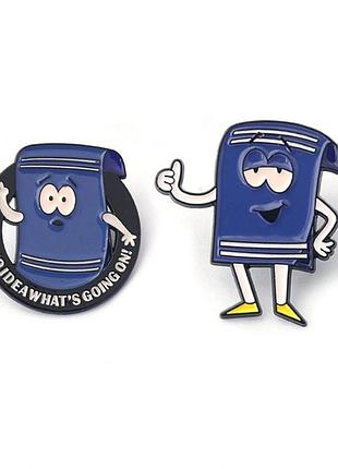 Металеві значки полотенчик брошка синій рушник південний парк пін south park pin mtv towelie значок