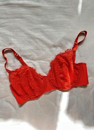 Яскравий мереживний бюстгальтер primark, розмір 85g / 38f (коралово-червоний)