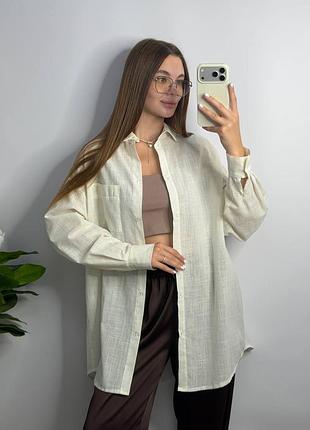 Лляна подовжена жіноча сорочка