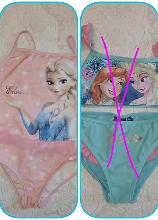 Набор купальников для девочки disney цельный раздельный розовый мятный анна эльза на 7-8 лет