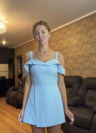 Летнее платье комбинезон голубое