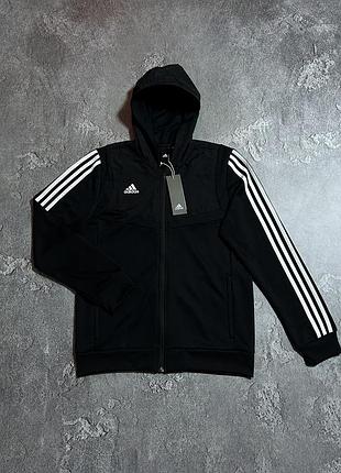 Спортивна кофта олімпійка adidas розмір s оригінал чорна зіп худі з капюшоном з цінниками