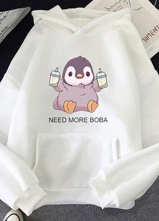 Худі "need more.." весна/осінь, білий