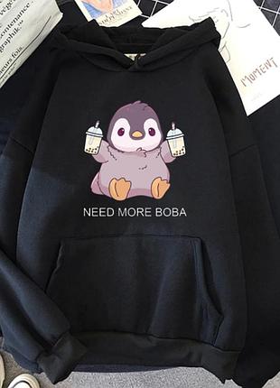 Худі "need more.." зима, чорний