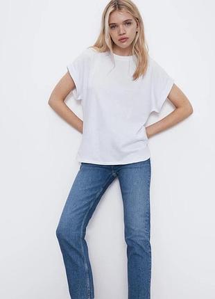 Базова жіноча футболка білого кольору zara у розмірі s