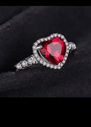 Серце кільце сердечко рубін 925