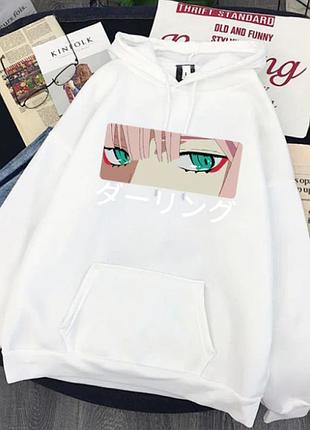 Худи аниме darling in the franxx весна/осень, белый