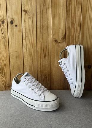 Білі класичні кеди взуття кросівки на платформі converse all star