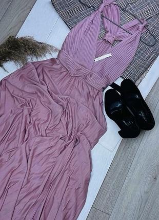 Нова вечірня сукня asos m довга сукня з розрізом на нозі рожева сукня пліссе святкова сукня