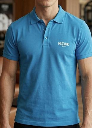 Голубое мужское поло moschino gym оригинал / футболка поло москино размер l