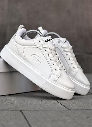 Lacoste carnaby platform lite leather sneakers white and black