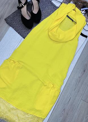 Літня сукня zara m жовте плаття з мереживною вставкою тонка сукня вільного крою плаття зара