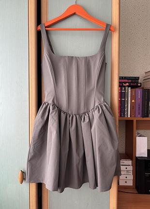 Корсетна сіра сукня zara xs