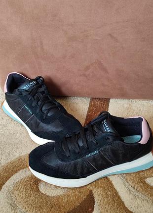 Кросівки skechers gusto - retro wind. 37.5 размер, черного цвета, из сетки и замши