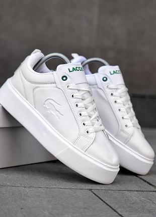 Lacoste carnaby platform lite leather sneakers white green